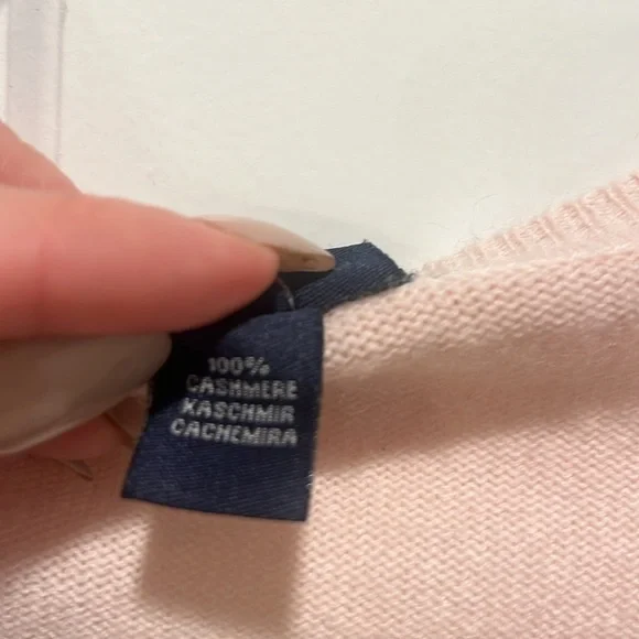 GANT 100% Cashmere V Neck Medium Sweater Pink luxury brand coastal preppy - Picture 8 of 11